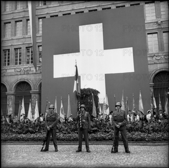 Zurich; National Holiday celebration in front of the national bank; 1965.
