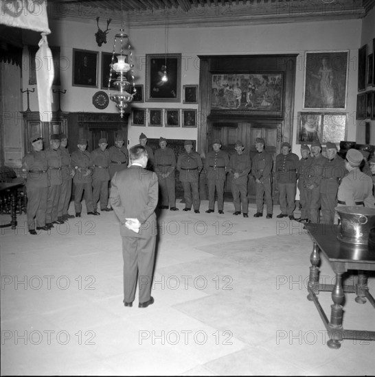 Sixty years old soldiers being discharged, La Sarraz 1954.
