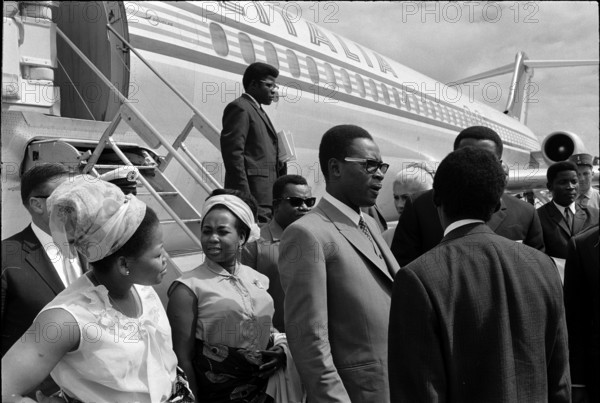 General Mobutu: arrival at the Geneva airport, 1968.