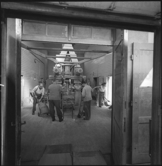 Federal councillor Hans Streuli visiting Rheinfelden salt works; 1959.