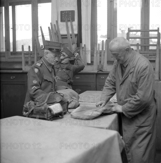 Sixty years old officer being discharged, Appenzell 1958.