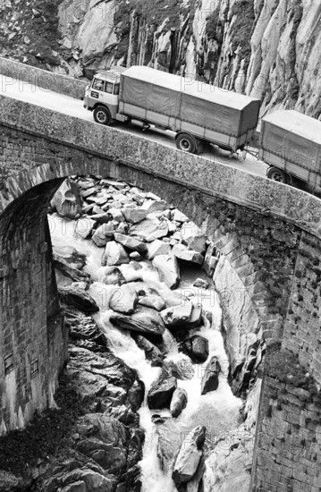 Devil's bridge, Gotthard pass road 1969.