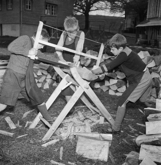 Children sawing, Pestalozzi Children's Village Trogen 1955.