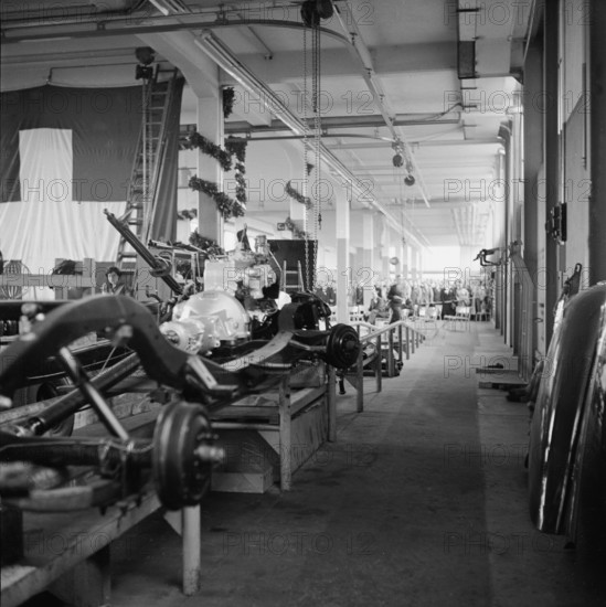 Firm's party, View into empty assembly shop, 1951.