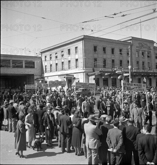 May Day rallies at Geneva railway station 1950.