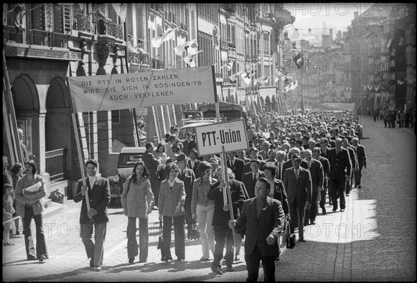 May Day demonstration downtown Berne 1973.