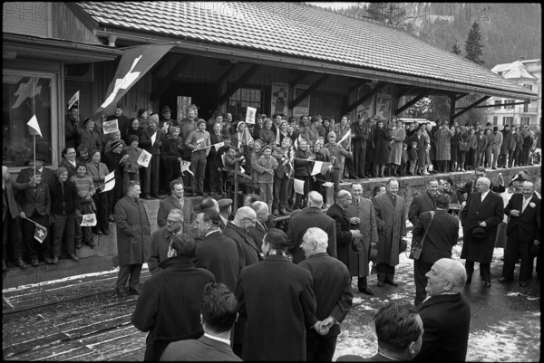 Ludwig von Moos, newly elected federal president visiting Escholzmatt; 1963.