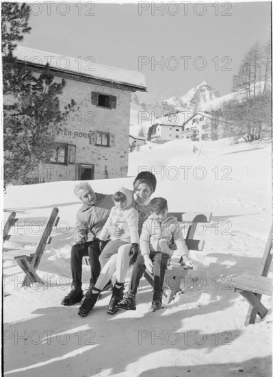 The Shah of Persia and his family in St. Moritz, 1967.