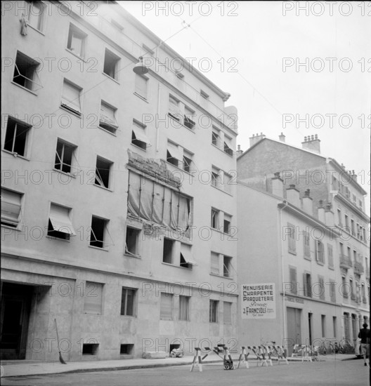 House front after gas explosion, Geneva 1953.