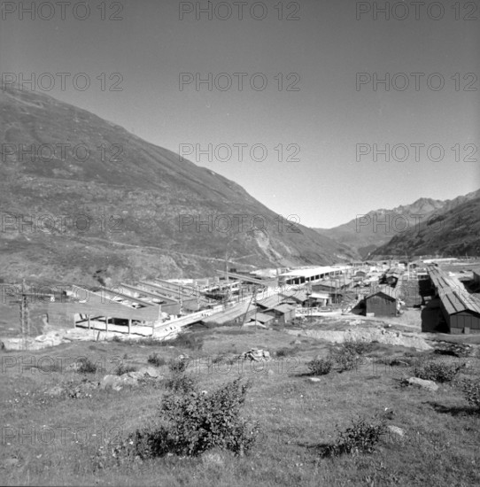 Building site, tunnel portal at Grand-Saint-Bernard 1962.