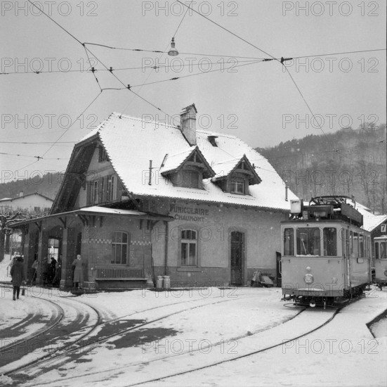 Valley station of the cableway Chaumont 1958.