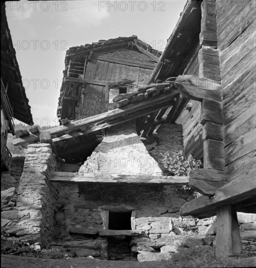 Mountain village St. Martin in the Valais, 1942.