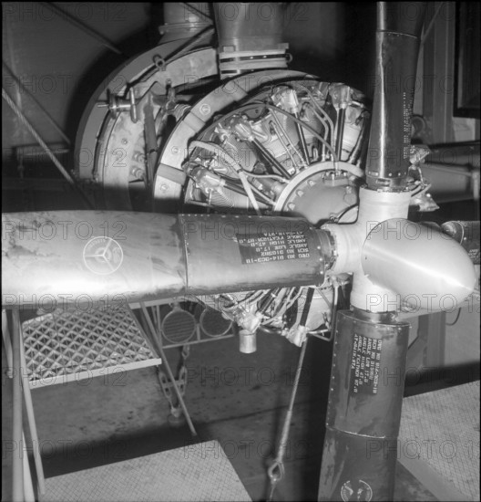 Engine test stand of Swissair, aircraft engine 1951.