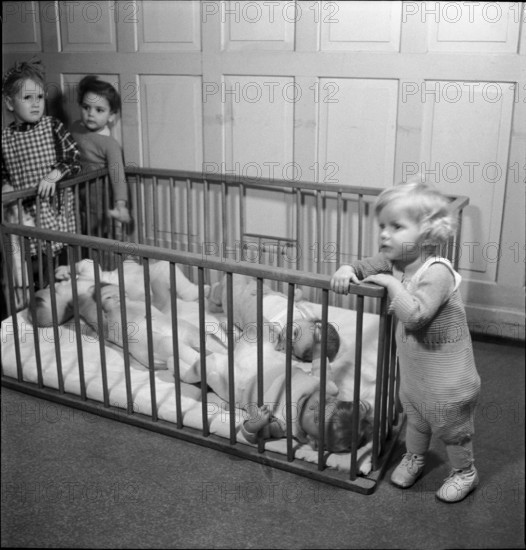 Babies at the playpen, 1941.