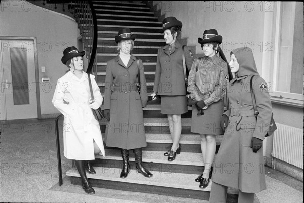 Uniform presentation of the new traffic policewoman, 1971.