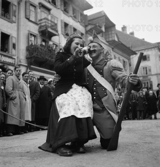 Carnival parade in Payerne, 1946.