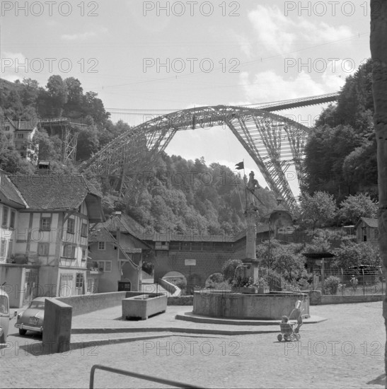 Gotteron bridge under construction; 1959.