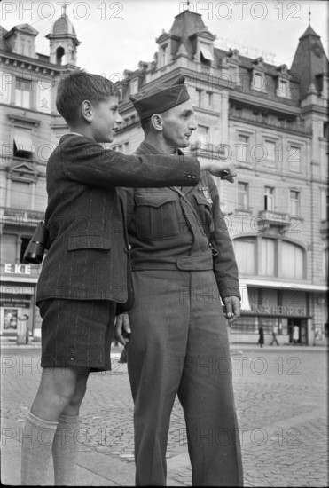 After WW 2: american soldier in Zurich, 1945.