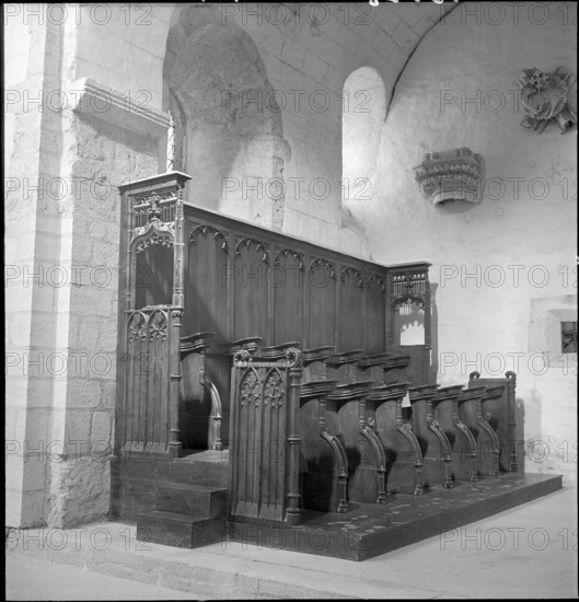 Choir stalls in the church of Romainmotier 1952.