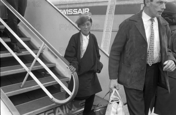 Tibetan boy arriving at Zurich airport 1963.