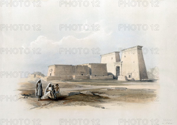 Bedouins in front of the fort of Dakke