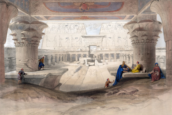 View under the portico of the Temple of Edfou