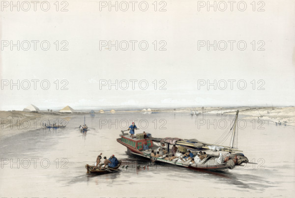 View of the Nile with the pyramids of Dashour