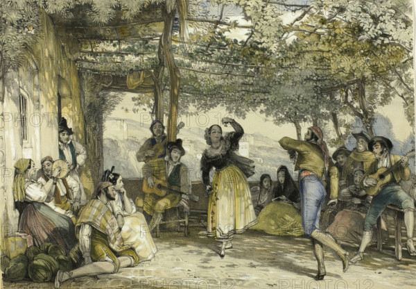 Peasants dancing the bolero at a festival