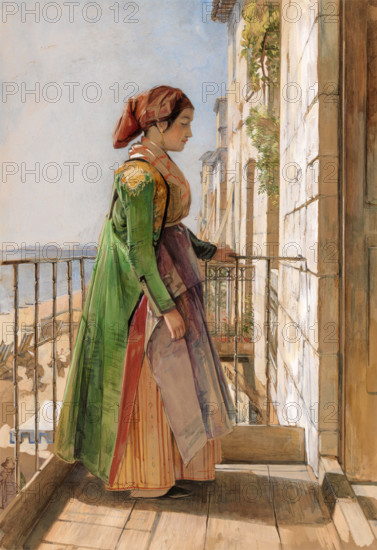 Greek Girl on a Balcony