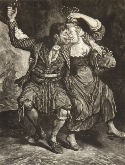 A dancing couple. A sailor being robbed of his dance partner