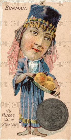 Coins from various countries with symbolic people