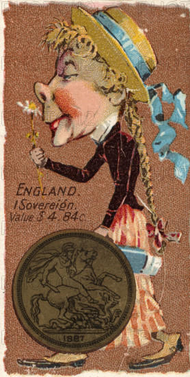 Coins from different countries with symbolic people