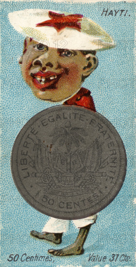 Coins from various countries with symbolic people