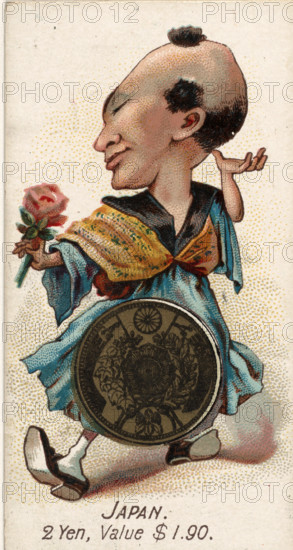 Coins from various countries with symbolic people