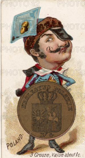 Coins from various countries with symbolic people