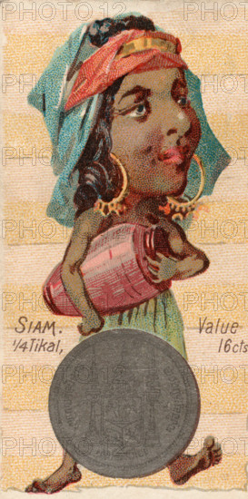 Coins from various countries with symbolic people