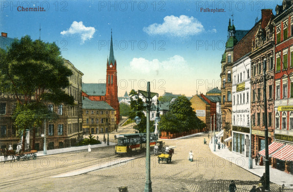 Falkeplatz with tram in 1914