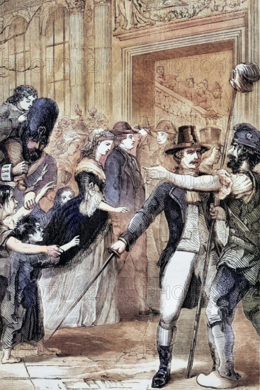 The French royal family is led to the National Assembly. August 1792. during the French Revolution. Paris. France. digital reproduction of a historical original
