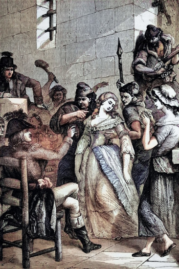 On September 3. Princess Marie Louise of Savoy was brought before a tribunal. She was required to swear an oath of liberty and equality and to swear hatred against the monarchy. She refused. however. Her trial ended abruptly. and she was thrown at the mercy of a group of men who killed her within minutes. Digital reproduction of a historical original.