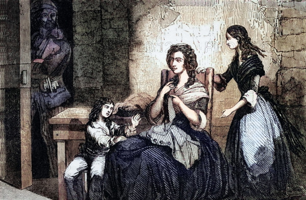 After the execution of her husband. King Louis XVI. the imprisoned Queen Marie Antoinette was imprisoned in La Conciergerie. a former royal palace and prison in Paris. France. digital reproduction of a historical original