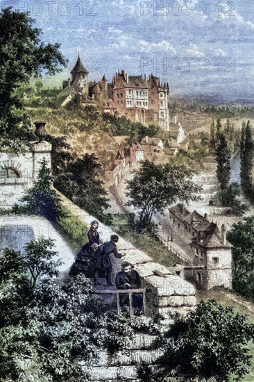 The Chateau de Chateaudun. a castle in the town of Chateaudun in the French department of Eure-et-Loir. France. digital reproduction of a historical original