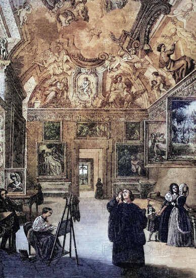 The Palazzo Borghese. a palace in Rome. Italy. and the headquarters of the Borghese family. digital reproduction of a historical original