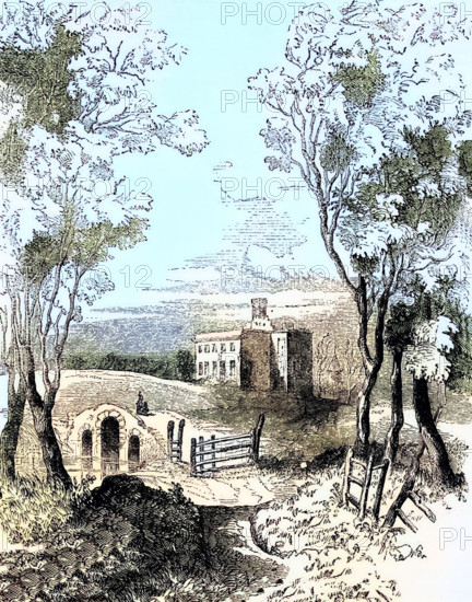 Dangan Castle in 1820. near Trim in County Meath. Ireland. the birthplace of Field Marshal Arthur Wellesley. 1st Duke of Wellington. digital reproduction of a historical original