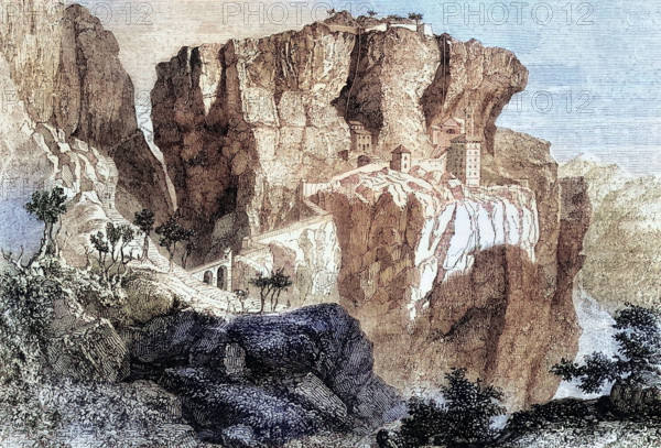 The defilees of A Coruna in Spain. where the Battle of A Coruna took place on 16 January 1809. when a French corps under Marshal of the Empire Nicolas Jean De Dieu Soult attacked a British army under Lieutenant General Sir John Moore. Spain. digital reproduction of a historical original