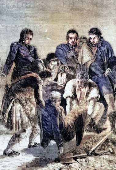 Lieutenant-General Sir John Moore. Kb (November 13. 1761 – January 16. 1809) was a British soldier and general. The funeral of Sir John Moore following his death at the Battle of A Coruña. in which he defeated a French army under Marshal Soult during the Spanish War of Independence. digital reproduction of a historical original.