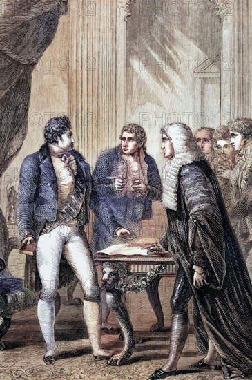 The installation of the Prince of Wales (later George IV) as Prince Regent after his father's relapse into mental illness in 1811. England. digital reproduction of a historical original