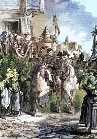 The Duke of Wellington and the British forces invade France in 1813. digital reproduction of a historical original