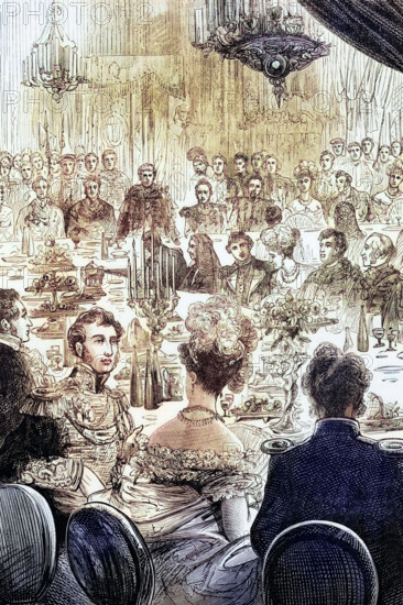 A banquet for the Emperor of Russia. the King of Prussia. etc. in the Guildhall. London. England. 1815. digital reproduction of a historical original