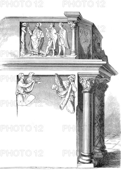 Romanesque church pulpit from Wechselburg Monastery.