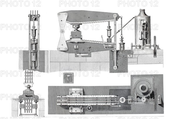 Wilson's machine for pressing metal into molds.